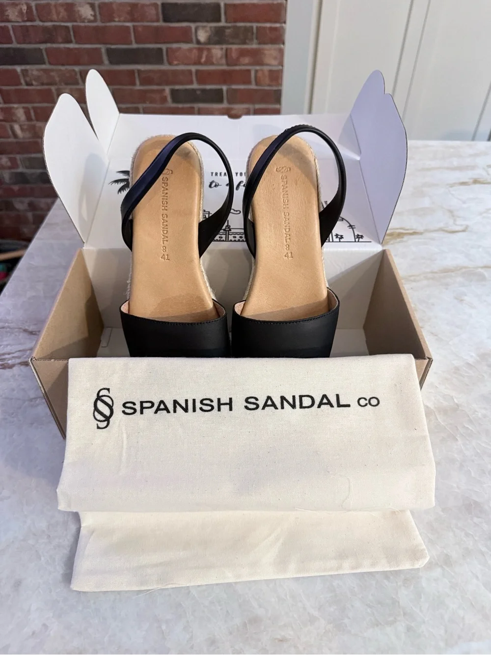 Women's Black Leather Slingback Espadrilles -